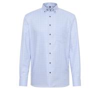 ETERNA - Kariertes Langarmhemd Modern Fit blau - Gr. - 42