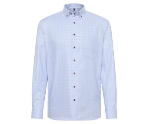 ETERNA - Kariertes Langarmhemd Modern Fit blau - Gr. - 42