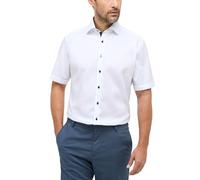 eterna Kurzarm Hemd MODERN FIT Pinpoint unifarben, Weiß, W45, Länge Kurzarm