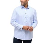 eterna Mode Herrenhemd Comfort Fit Langarm Twill gestreift Baumwolle hellblau-weiß Größe 45