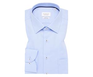 ETERNA LANGARM HEMD MODERN FIT STRUKTUR NATTÉ BLAU MIT PATCHUNG - 40
