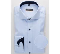 ETERNA Slim Fit Cover Hemd Langarm Haifischkragen Blickdicht Struktur Mittelblau Größe 40