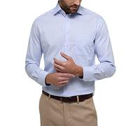 ETERNA, Langarmhemd gestreift mit Ausputz aus 100% Baumwolle Modern Fit Größe 48, Farbe hellblau