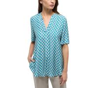 ETERNA Loose Fit Bluse Kurzarm Offener Kragen Muster blau Größe 42