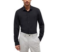 Langarmhemd ETERNA "SLIM FIT", Herren, Gr. 41, Normalgrößen, schwarz, Twill, 46% Baumwolle, 8% Elasthan, 46% Polyester, schmal, Langarm Manschette, Hemden, NON IRON (bügelfrei) (26636422-41) schwarz