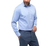 ETERNA Modern Fit Cover Hemd Langarm New Kent Kragen Blickdicht blau