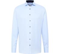 ETERNA Hemd Modern Fit Cover Shirt Twill Langarm mit Patchung blickdicht Hellblau 43