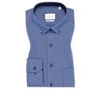 ETERNA Modern Fit Hemd Langarm Button Down Kragen Karo blau Größe 40