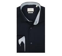 ETERNA Modern Fit Hemd Langarm | Cover Shirt | Reine Baumwolle | Kent Kragen ausgeputzt| bügelfrei| Uni Dunkelblau Gr. 48