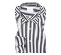 ETERNA Modern Fit Hemd Under Button Down Kragen Satin Streifen schwarz