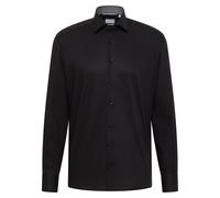 Langarmhemd ETERNA "MODERN FIT", Herren, Gr. 42, Normalgrößen, schwarz, Popeline, 100% Baumwolle, tailliert, Langarm Manschette, Hemden, NON IRON (bügelfrei) (60910502-42) schwarz