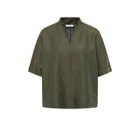 Linen Shirt Bluse in olive unifarben 42