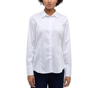 ETERNA Satin-Bluse Regular Langarm Hemdenkragen Schulterpasse Weiß Größe 46