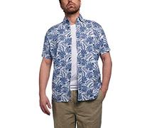 ETERNA Regular Fit Casual Hemd Halbarm Button Down Kragen Leinen Muster blau Größe 44