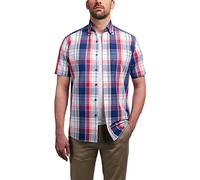 ETERNA Regular Fit Casualhemd Kurzarm Button Down Kragen Seersucker Karo rot Größe 46