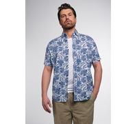 ETERNA REGULAR FIT UPCYCLING SHIRT Kurzarm Hemd leinen blau floral 2461-18-WS7B 44 65