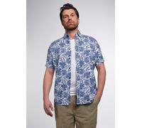 ETERNA REGULAR FIT UPCYCLING SHIRT Kurzarm Hemd leinen blau floral 2461-18-WS7B 54 65