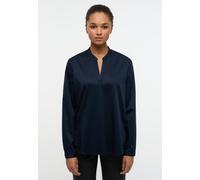 Satin Shirt Bluse in dunkelblau unifarben 38 dunkelblau