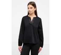 ETERNA - Satin Shirt Bluse Satingewebe Langarm schwarz - Gr. - 38