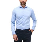 ETERNA Slim Fit Cover Hemd Langarm blickdichter Twill blau