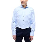 ETERNA Slim Fit Cover Hemd Langarm Haifischkragen Blickdicht Struktur Mittelblau Größe 41