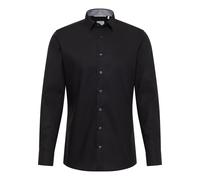 ETERNA Herren Langarm Hemd Popeline Slim Fit | Uni Schwarz | Bügelfrei, Knitterfrei, 100% Baumwolle | Cutaway Kragen Gr. 41