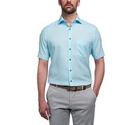 ETERNA, strukturiertes Kurzarmhemd mit Tasche, Modern Fit Größe 44, Farbe hellblau