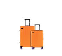 ETERNITIVE - Hartschalenkoffer Set 2-teilig | Reisekoffer aus ABS Gepäck mit TSA-Schloss | Größe: S & M | Reisekoffer mit 4 Zwillingsrollen 360° | Trolley Handgepäck 37L & Mittel 60L | Orange
