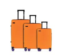 ETERNITIVE - Hartschalenkoffer Set 3-teilig | Reisekoffer aus ABS Gepäck mit TSA-Schloss | Größe: S, M, L | Reisekoffer mit 4 Zwillingsrollen 360° | Handgepäck 37L, Mittel 60L, Groß 99L | Orange