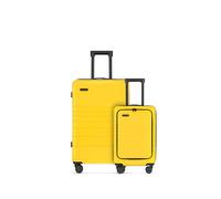ETERNITIVE - Hartschalenkoffer Set - Klein und Groß I Leichter Rollkoffer aus ABS I Größe: 55 & 75,5 cm I Reisekoffer mit Rollen 360° I Koffer Handgepäck 40L & 96L I Trolley mit TSA-Schloss I Gelb