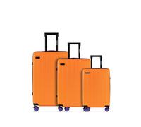 ETERNITIVE - Hartschalenkoffer Set mit 3 Trolley | Rollkoffer aus ABS |Größe: 75,5 x 65,5 x 55 cm | Reisekoffer mit 4 Rollen 360° | Koffer Handgepäck 37L 60L 99L | Trolley mit TSA-Schloss | Orange