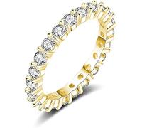 Eternity Ring Deluxe aus 925 Sterling Silber mit Zirkonia Kristallen Damenring in Silber, Gold und Rosegold für Damen und Frauen mit Steinen (Gold 62)