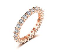 Eternity Ring Deluxe aus 925 Sterling Silber mit Zirkonia Kristallen Damenring in Silber, Gold und Rosegold für Damen und Frauen mit Steinen (Rosegold 56)