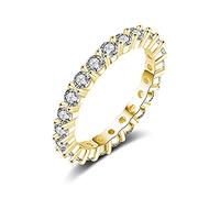 Eternity Ring Deluxe aus 925 Sterling Silber mit Zirkonia Kristallen Damenring in Silber, Gold und Rosegold für Damen und Frauen mit Steinen (Gold 60)