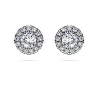 Eternity Strahlenkranz Ohrstecker, Im Labor gezüchtete Diamanten 0,75 ct tw, Runde Form, 18K Weißgold OS