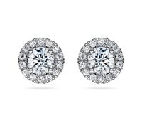 Eternity Strahlenkranz Ohrstecker, Im Labor gezüchtete Diamanten 2 ct tw, Runde Form, 18K Weißgold OS