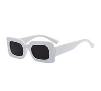 ETETGVG Beliebte quadratische Sonnenbrille für Frauen, Retro, trendiger großer Rahmen, rosa, rechteckige Sonnenbrille für Frauen, modische Brillen, UV400, Weißgrau, Einheitsgröße