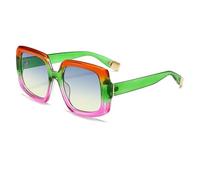 ETETGVG Bunte quadratische Sonnenbrille für Damen mit Farbverlauf, Rahmen für Herren und Damen, Reise-Sonnenbrille, UV400, Luxus, Grün, Einheitsgröße