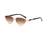 ETETGVG Dreieckige Linsenform Beliebte Damen Herren Sonnenbrille Randlose Sonnenbrille Reise Sonnenbrille Mode,GRADIENT BRAUN