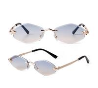 ETETGVG Frauen Luxus Sonnenbrille Polygonal Kleine Randlose Raute Sonnenbrille Weibliche Retro Brillen,C4