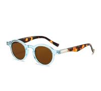 ETETGVG Luxuriöse Retro-Sonnenbrille für Damen und Herren, trendig, oval, Vintage, klein, rund, UV400 (blaubraun)