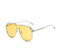 ETETGVG Mode-Doppelstrahl-großer Rahmen-polygonale Sonnenbrille-Mode-Brille, gelb