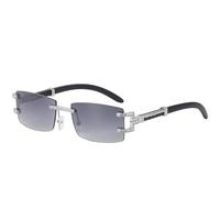 ETETGVG Mode Randlose Sonnenbrille Frauen Retro Luxus Rechteck Sonnenbrille Für Männer Vintage Rahmenlose Brillen UV400, Silber Grau