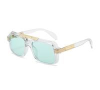 ETETGVG Modische rechteckige Sonnenbrille für Herren und Damen, Farbverlauf-Gläser, PC, goldener Rahmen, Luxus, UV400, C3, Einheitsgröße