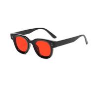 ETETGVG Modische Retro-Sonnenbrille, Ozeanglas, elliptischer Rahmen, verdickter kleiner Rahmen, minimalistische Sonnenbrille, schwarz / rot, Einheitsgröße