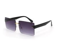 ETETGVG Modische Sonnenbrille für Damen mit quadratischen Nieten und randlosen Farbverlaufsgläsern, Trend Street Shooting, 1, Einheitsgröße