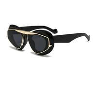 ETETGVG Modische Sonnenbrille mit großem Rahmen, Street Shot-Cat-Eye-Brille, modische Persönlichkeit, Sonnenbrille, Schwarz, Einheitsgröße