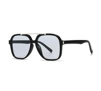 ETETGVG Modische übergroße Sonnenbrille mit Doppelsteg für Damen und Herren, UV400, Retro-Nieten (C3 Schwarz Hellblau)