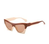 ETETGVG Modische, zweifarbige Cat-Eye-Sonnenbrille für Damen, verdickter Rahmen, Retro-Punk-Stil, Herren, trendig, UV400 (braun-beige)