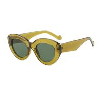 ETETGVG Ovale Katzenaugen-Sonnenbrille für Damen, modisch, luxuriös, Retro-Schattierungen, beliebt, grün, Einheitsgröße